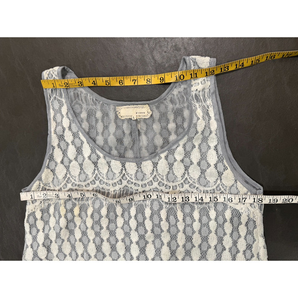 A'Reve Women's Tank Top Sz L Sliver White Sheer Lace Fairy Grunge BOHO - Picture 11 of 11